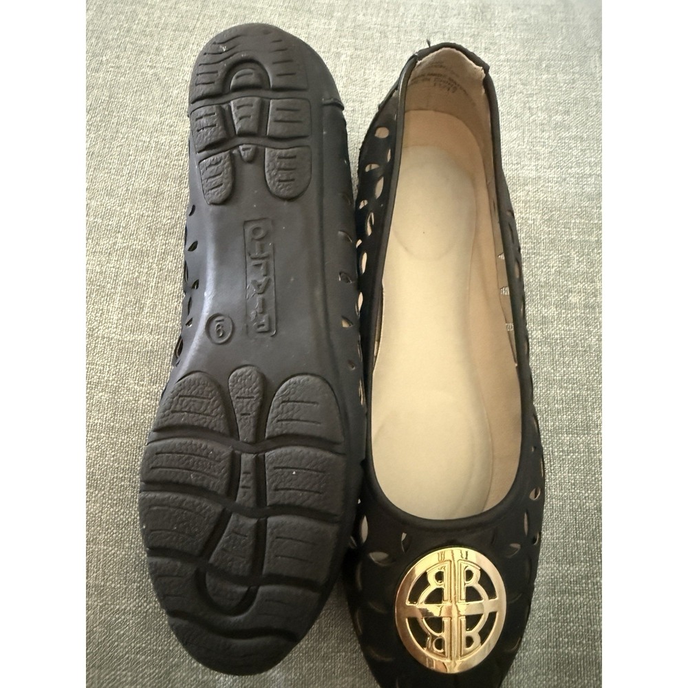 Rialto Black Ballet Flats Gold Medallion Cutout Decoration Manmade New Size 9 M - Picture 4 of 8